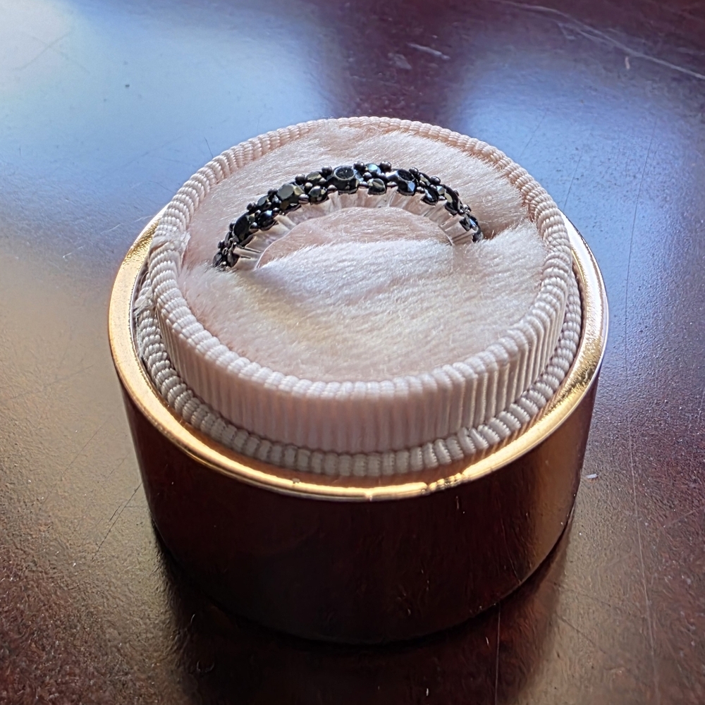Black Spinel Rhodium Over Sterling Silver Eternity Band 2.50ctw